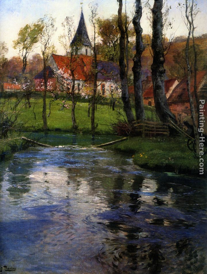 The Old Church by the River painting - Fritz Thaulow The Old Church by the River art painting
